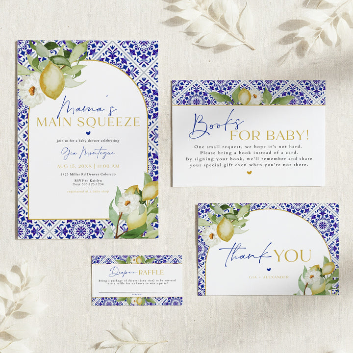 GIA Main Squeeze Mediterranean Lemon Baby Shower Invitation Suite
