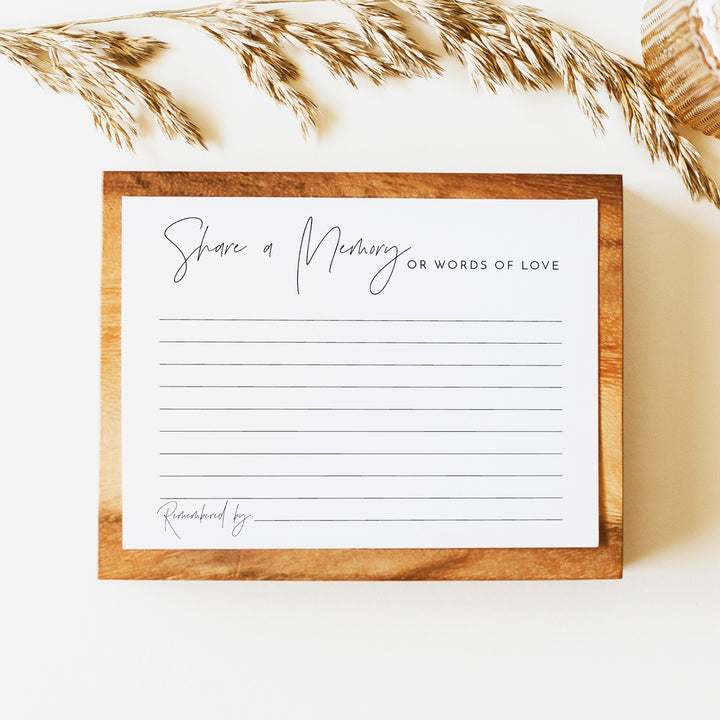HARLOW Modern Minimalist Share A Memory Funeral Card