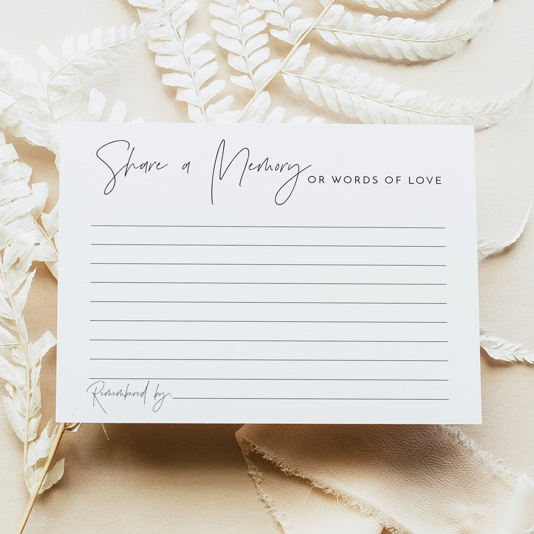 HARLOW Modern Minimalist Share A Memory Funeral Card