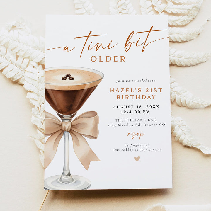 HAZEL A Tini Bit Older Espresso Martini Birthday Party Invitation