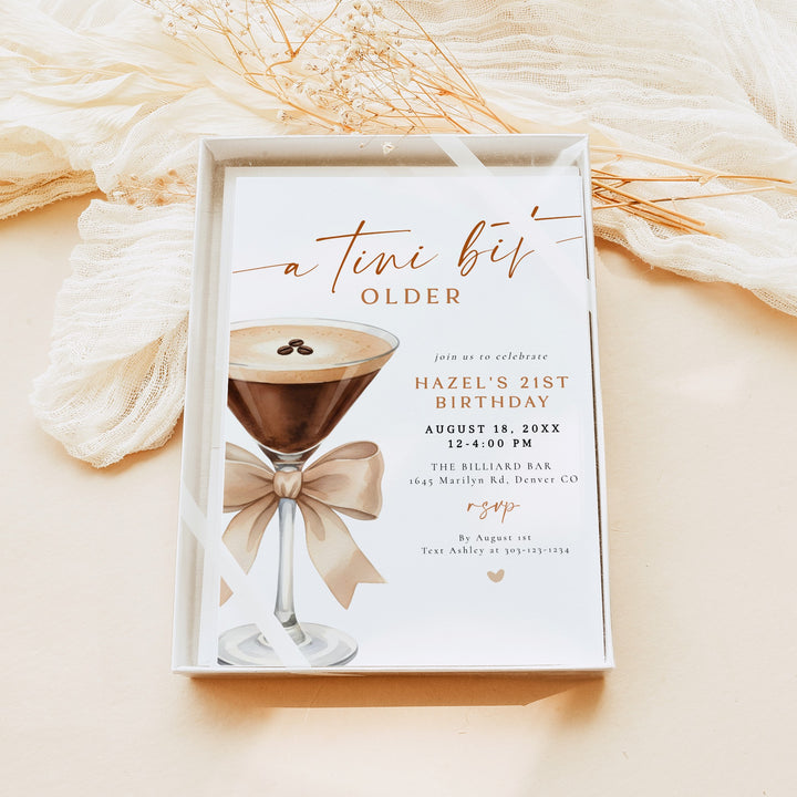 HAZEL A Tini Bit Older Espresso Martini Birthday Party Invitation