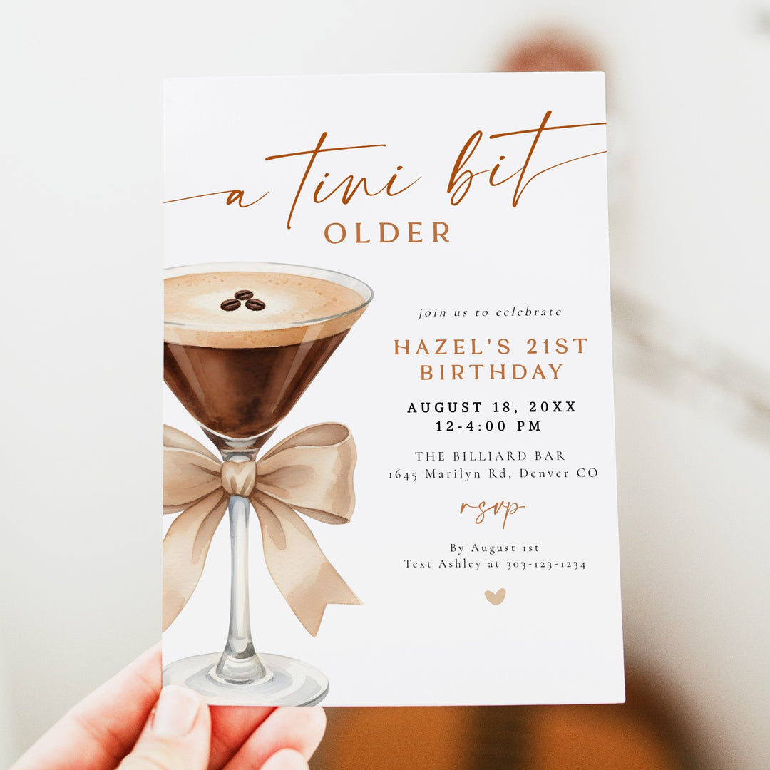 HAZEL A Tini Bit Older Espresso Martini Birthday Party Invitation