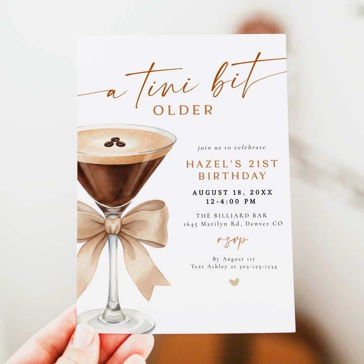 HAZEL A Tini Bit Older Espresso Martini Birthday Party Invitation