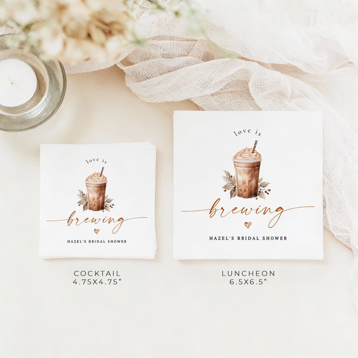 HAZEL Personalized Love is Brewing Coffee Latte Bridal Shower Napkins