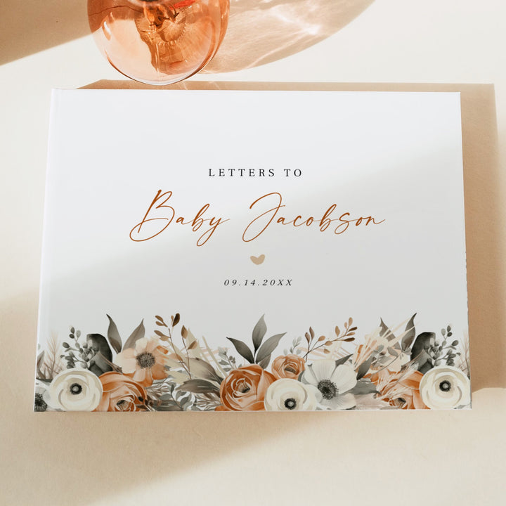 HAZEL Fall Floral Terracotta Baby Shower Guest Book Personalized
