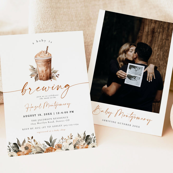 HAZEL Baby is Brewing Cafe Baby Shower Invitation