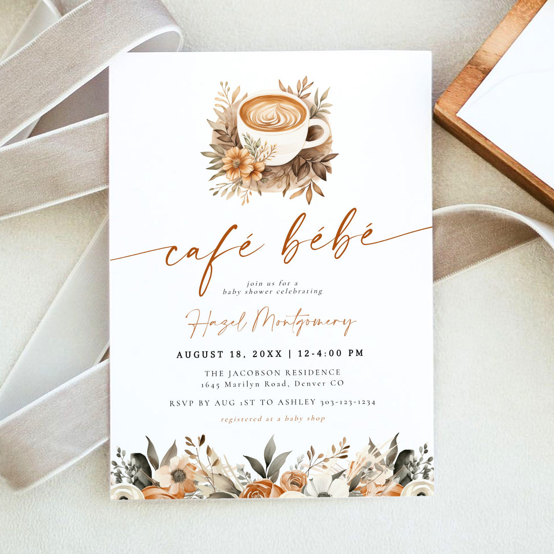 HAZEL Cafe Bebe Coffee Baby Shower Invitation