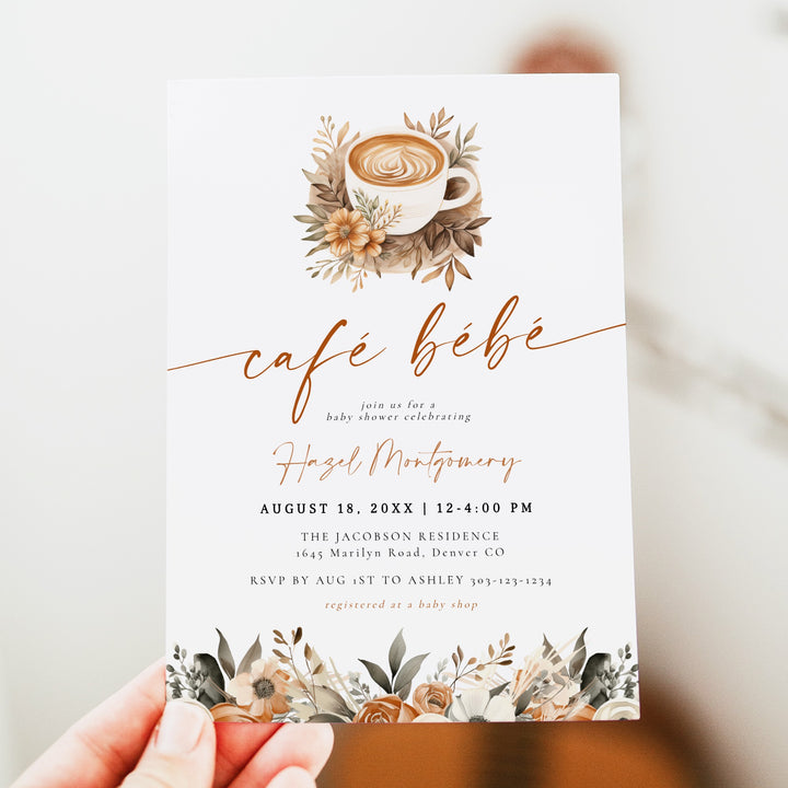 HAZEL Cafe Bebe Coffee Baby Shower Invitation