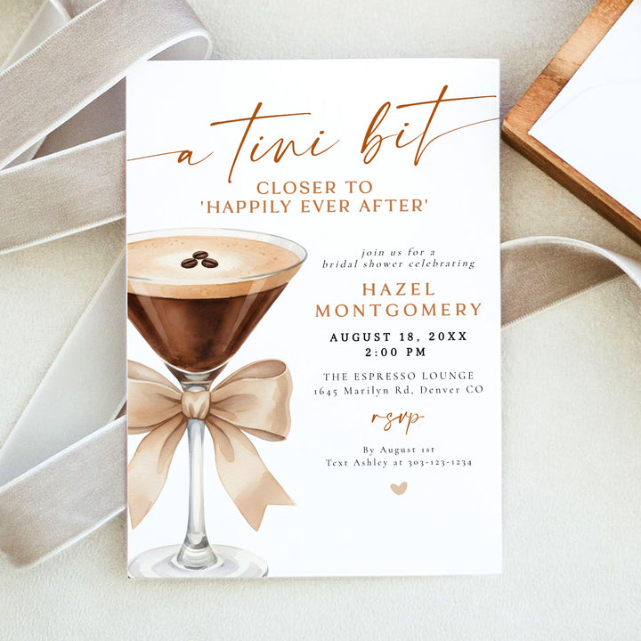 HAZEL A Tini Bit Closer Espresso Martini Bridal Shower Invitation