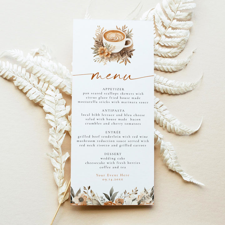 HAZEL Coffee & Fall Floral Brunch Menu Cards