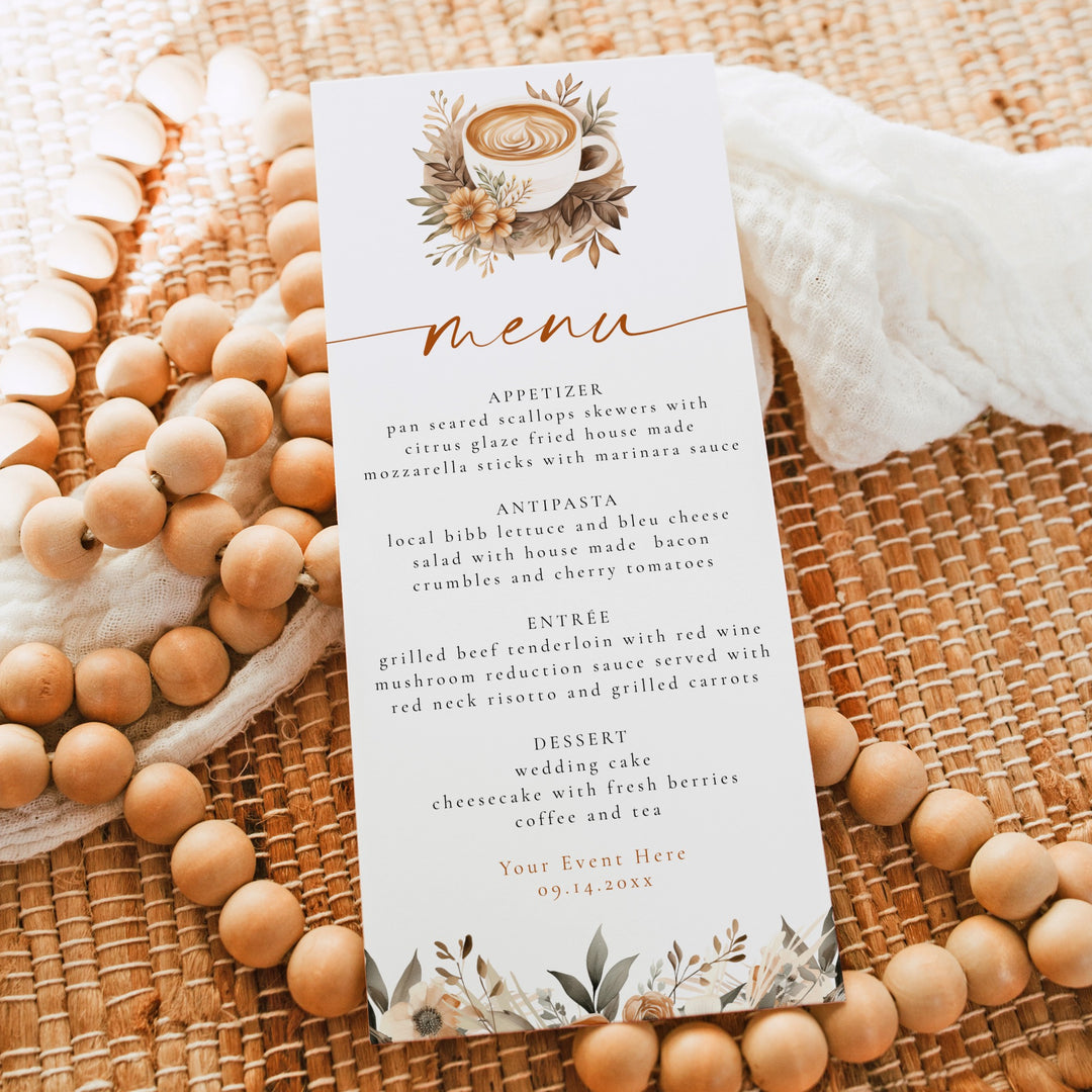 HAZEL Coffee & Fall Floral Brunch Menu Cards