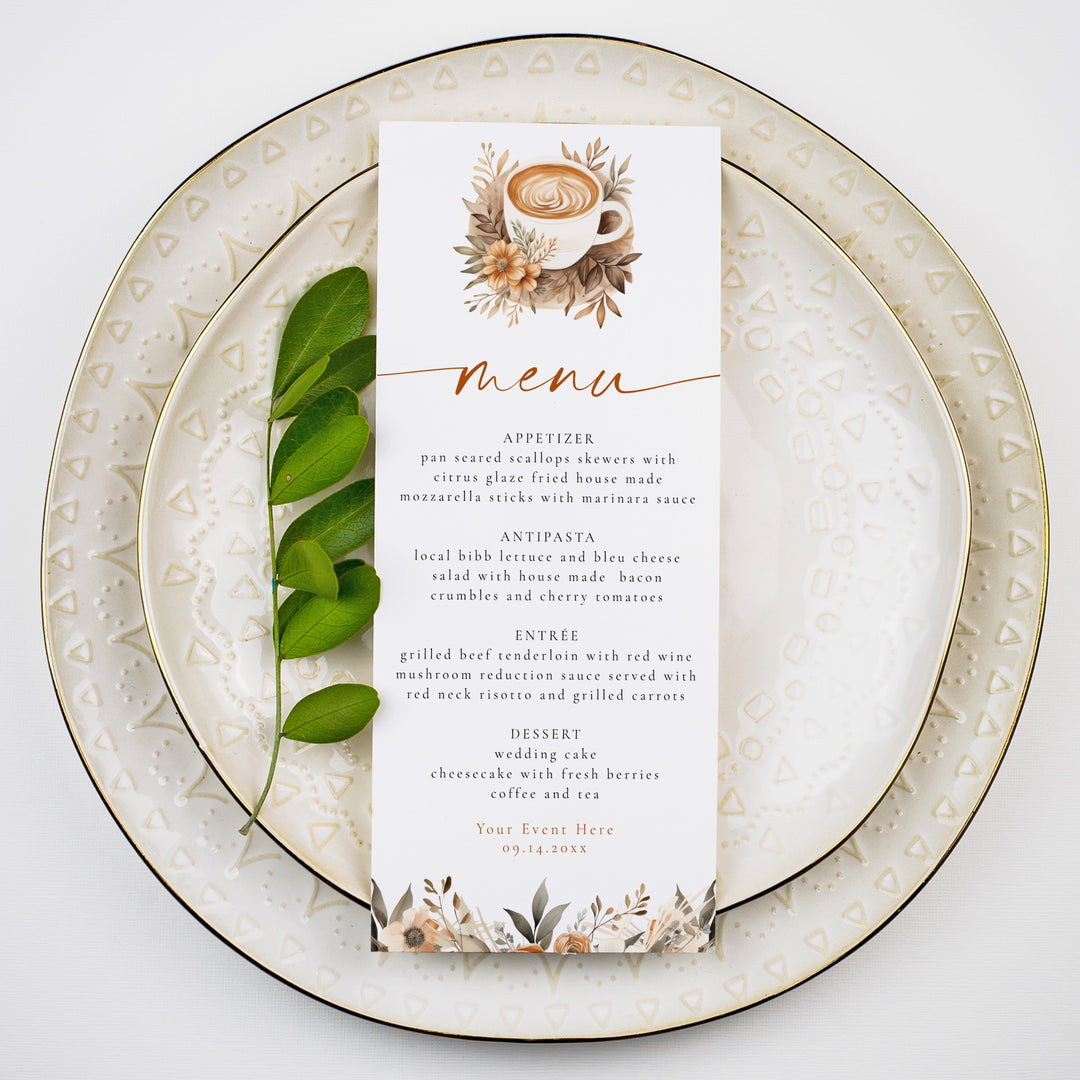 HAZEL Coffee & Fall Floral Brunch Menu Cards