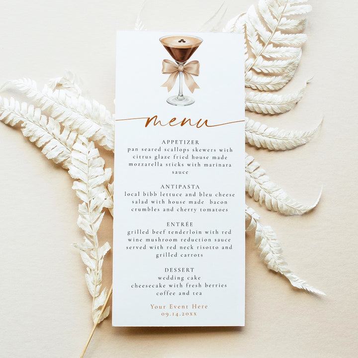 HAZEL Espresso Martini Elegant Menu Cards