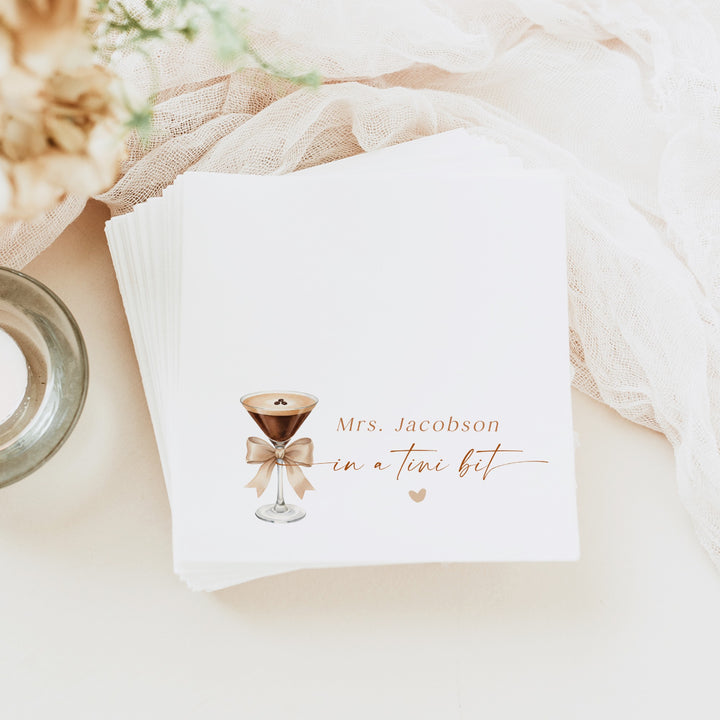 HAZEL Personalized Mrs In a Tini Bit Espresso Martini Bridal Shower Napkins