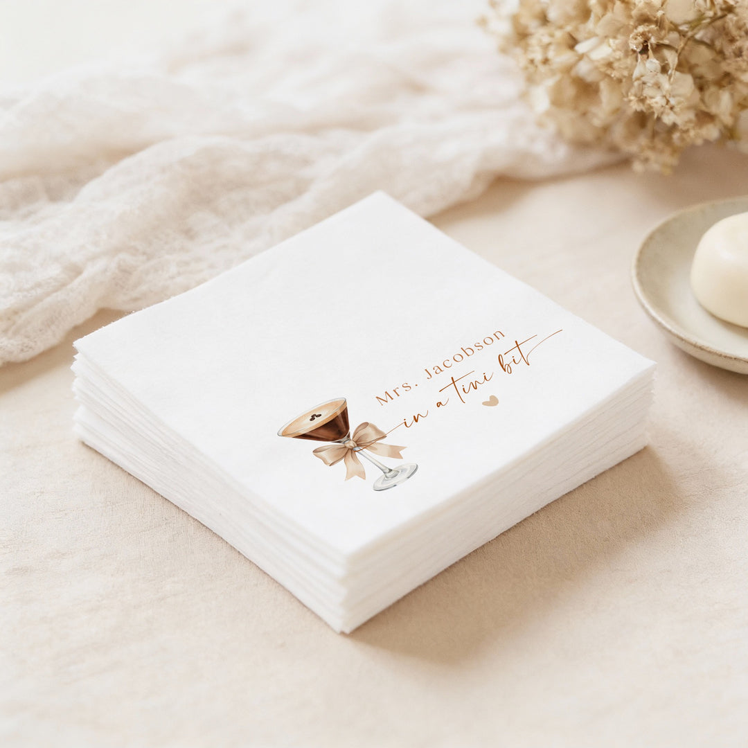 HAZEL Personalized Mrs In a Tini Bit Espresso Martini Bridal Shower Napkins