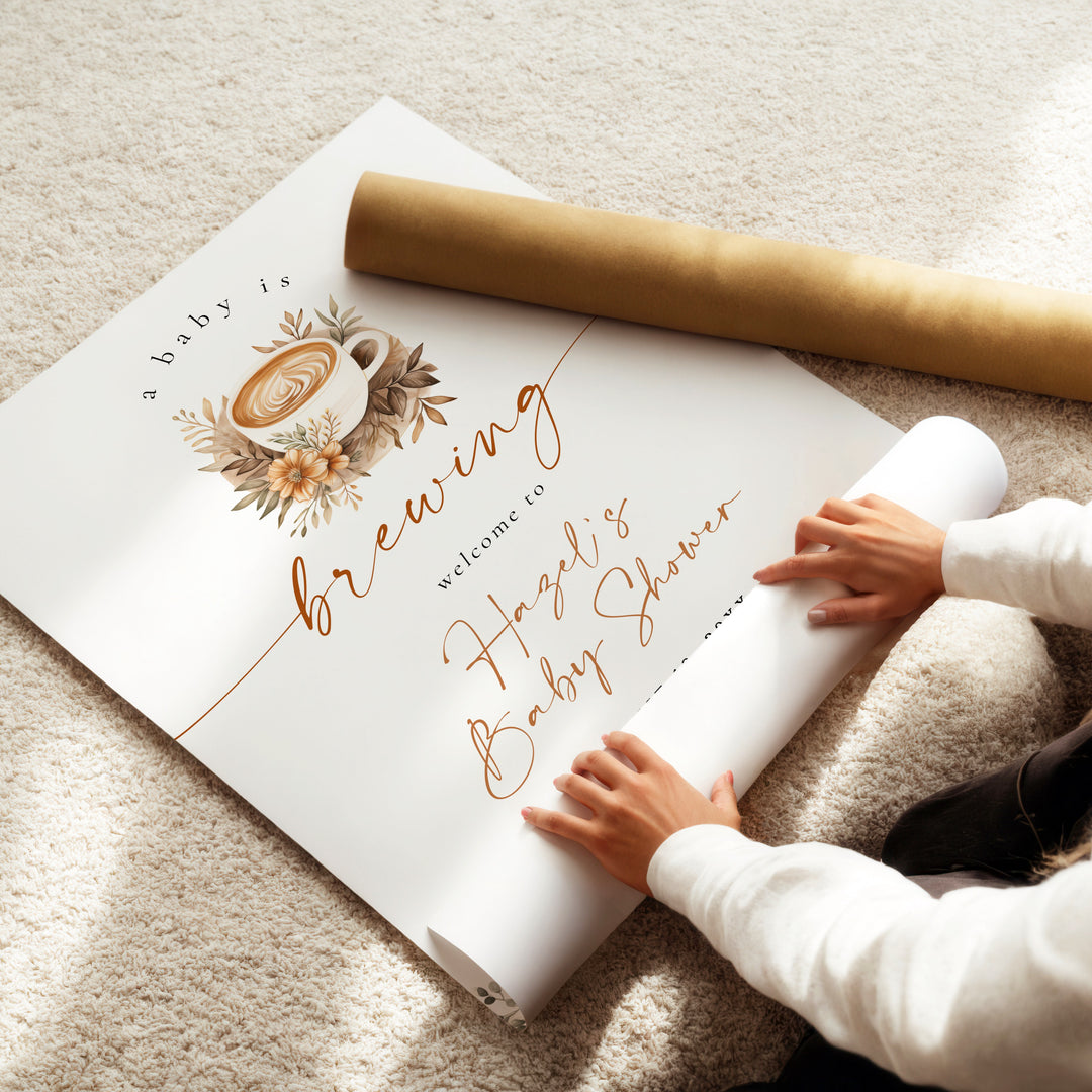 HAZEL Baby is Brewing Coffee Baby Shower Welcome Sign