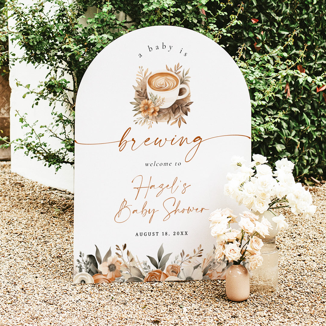 HAZEL Baby is Brewing Coffee Baby Shower Welcome Sign