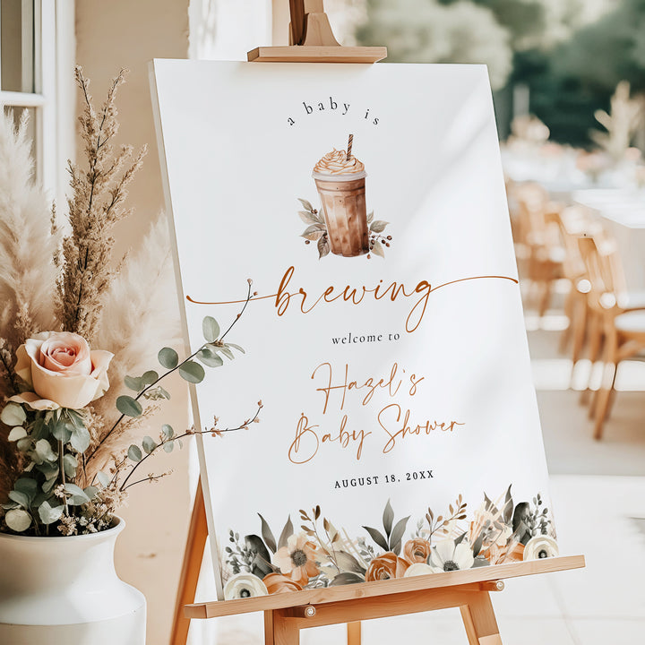 HAZEL Love is Brewing Coffee Bridal Shower Welcome Sign
