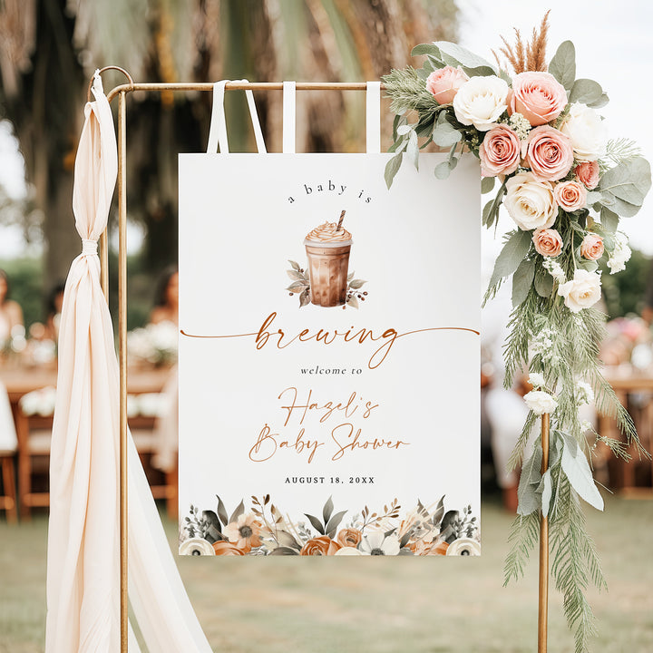 HAZEL Love is Brewing Coffee Bridal Shower Welcome Sign