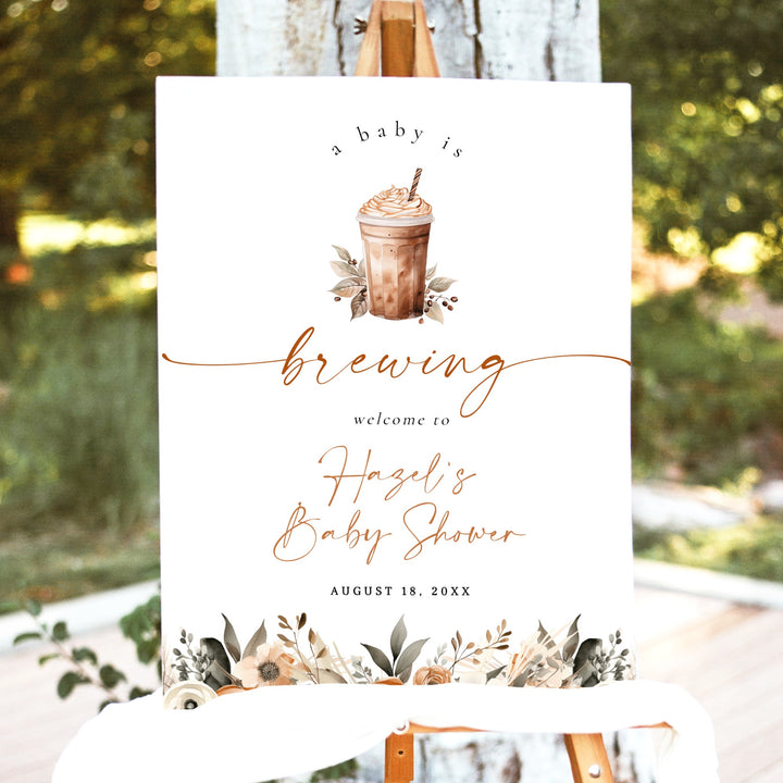 HAZEL Love is Brewing Coffee Bridal Shower Welcome Sign