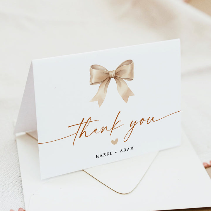 HAZEL Elegant Bow Tini Bit Older, Tini One On the Way Thank You Card