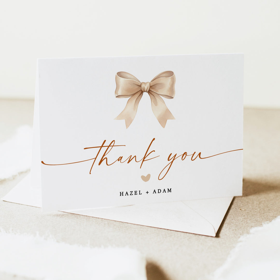 HAZEL Elegant Bow Tini Bit Older, Tini One On the Way Thank You Card