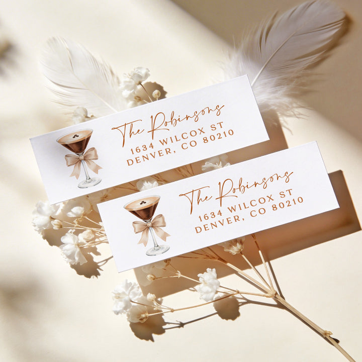 HAZEL Espresso Martini Bow Return Address Labels