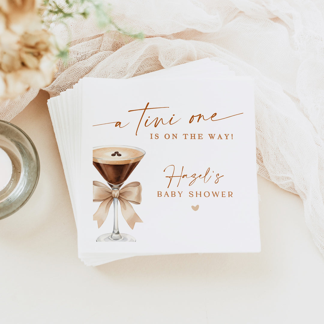 HAZEL Personalized Tini One On the Way Espresso Martini Baby Shower Napkins