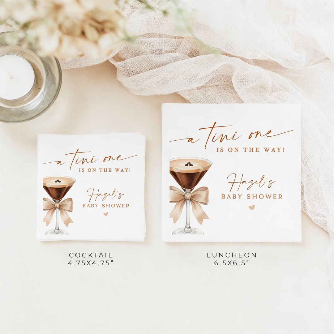 HAZEL Personalized Tini One On the Way Espresso Martini Baby Shower Napkins