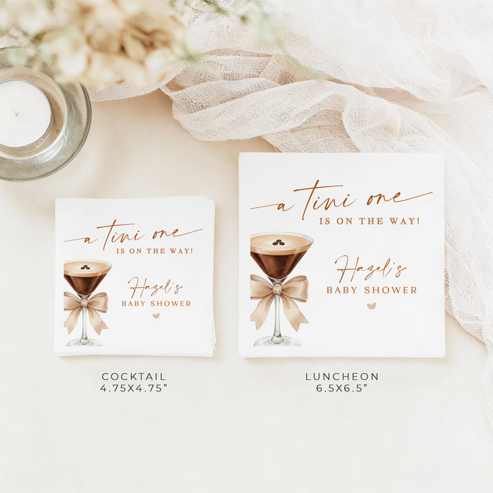 HAZEL Personalized Tini One On the Way Espresso Martini Baby Shower Napkins