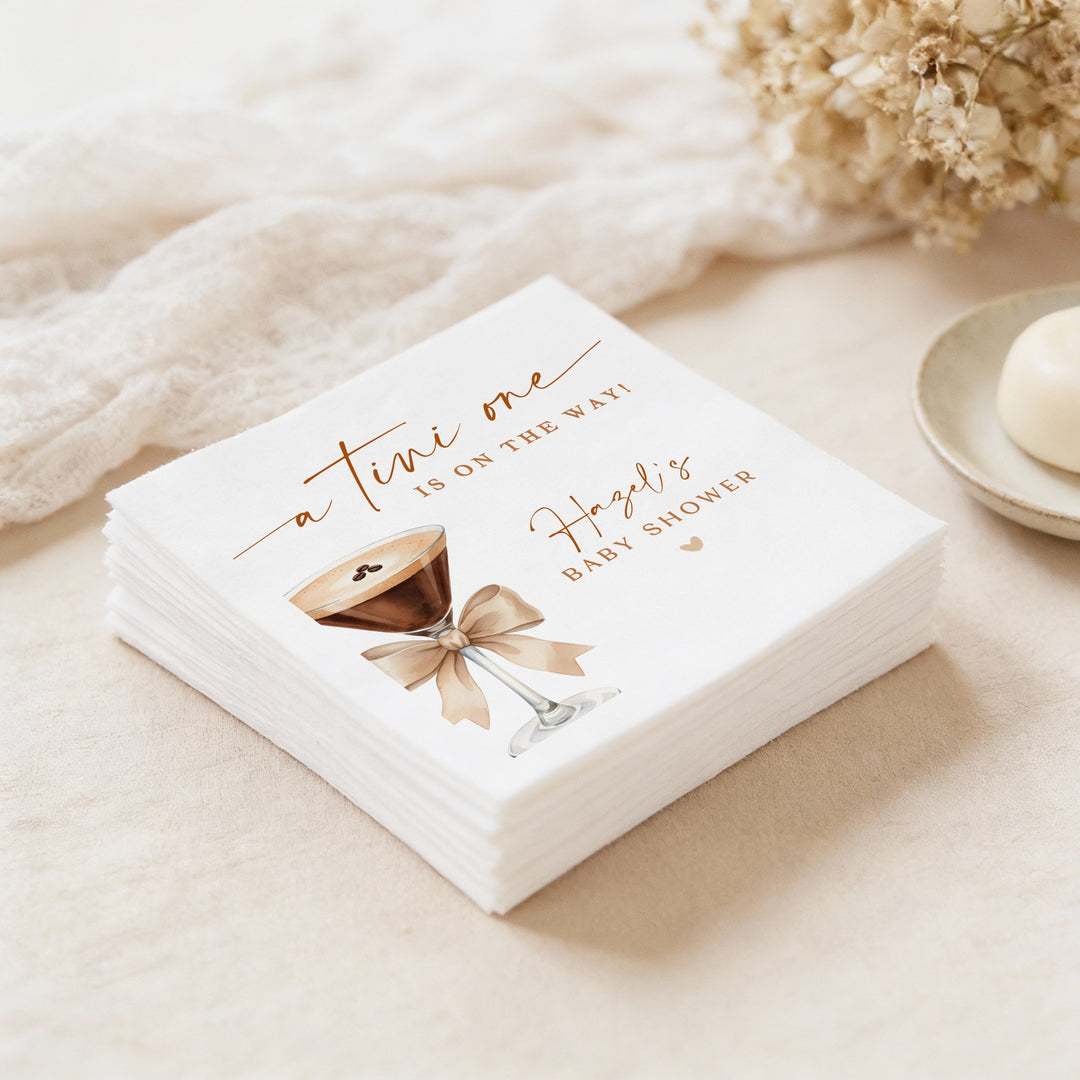 HAZEL Personalized Tini One On the Way Espresso Martini Baby Shower Napkins