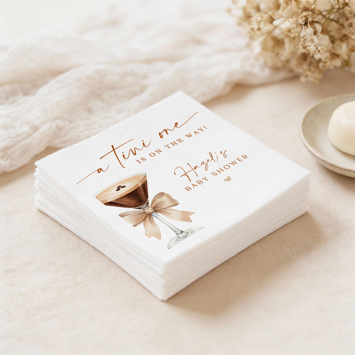 HAZEL Personalized Tini One On the Way Espresso Martini Baby Shower Napkins