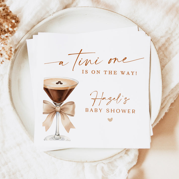 HAZEL Personalized Tini One On the Way Espresso Martini Baby Shower Napkins
