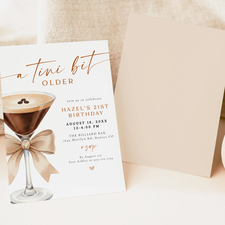 HAZEL A Tini Bit Older Espresso Martini Birthday Party Invitation