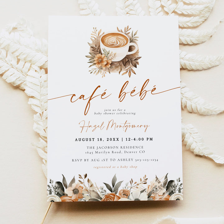 HAZEL Cafe Bebe Coffee Baby Shower Invitation