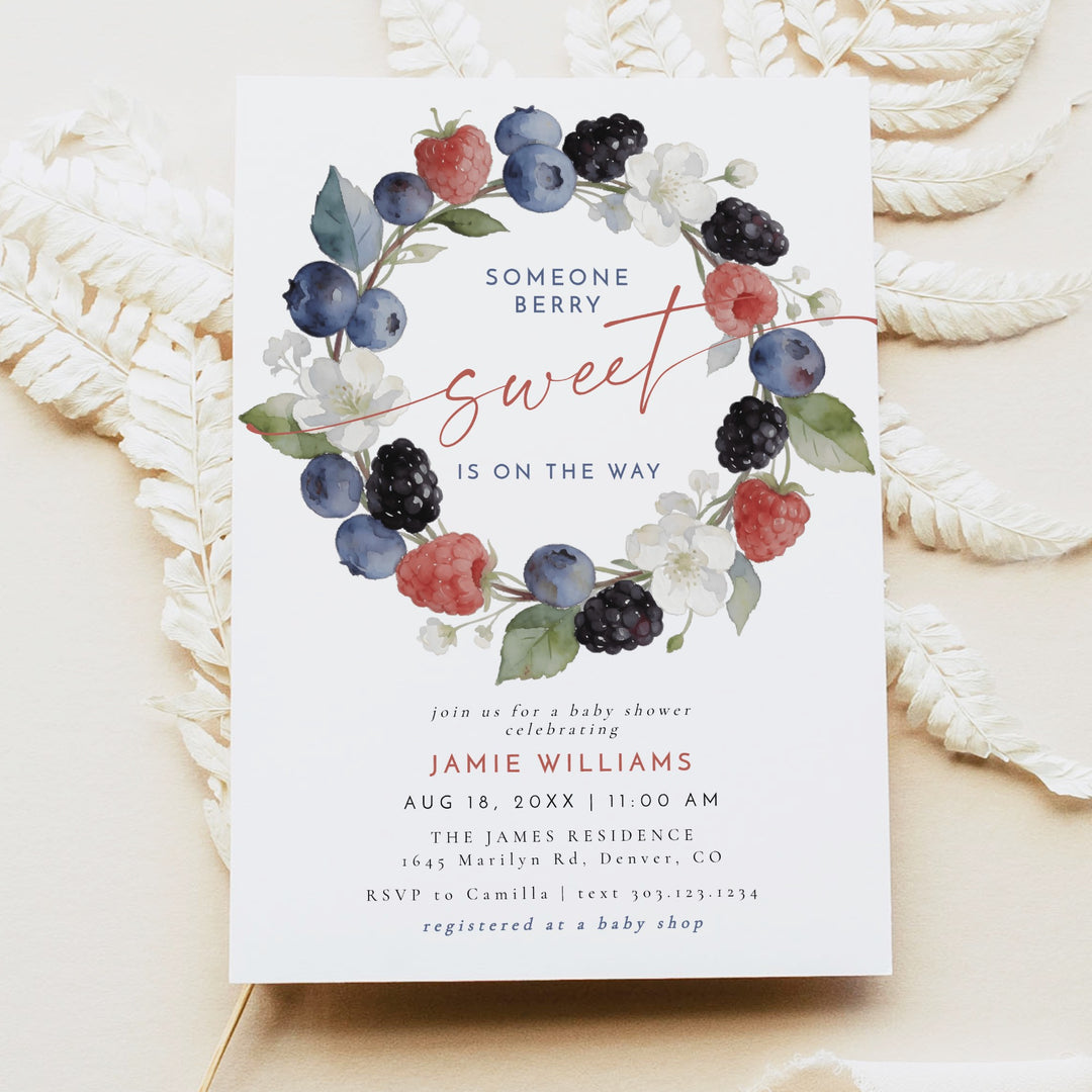 HUCKLEBERRY Someone Berry Sweet On the Way Summer Baby Shower Invitation