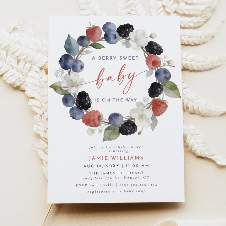 HUCKLEBERRY A Berry Sweet Baby On the Way Summer Baby Shower Invitation