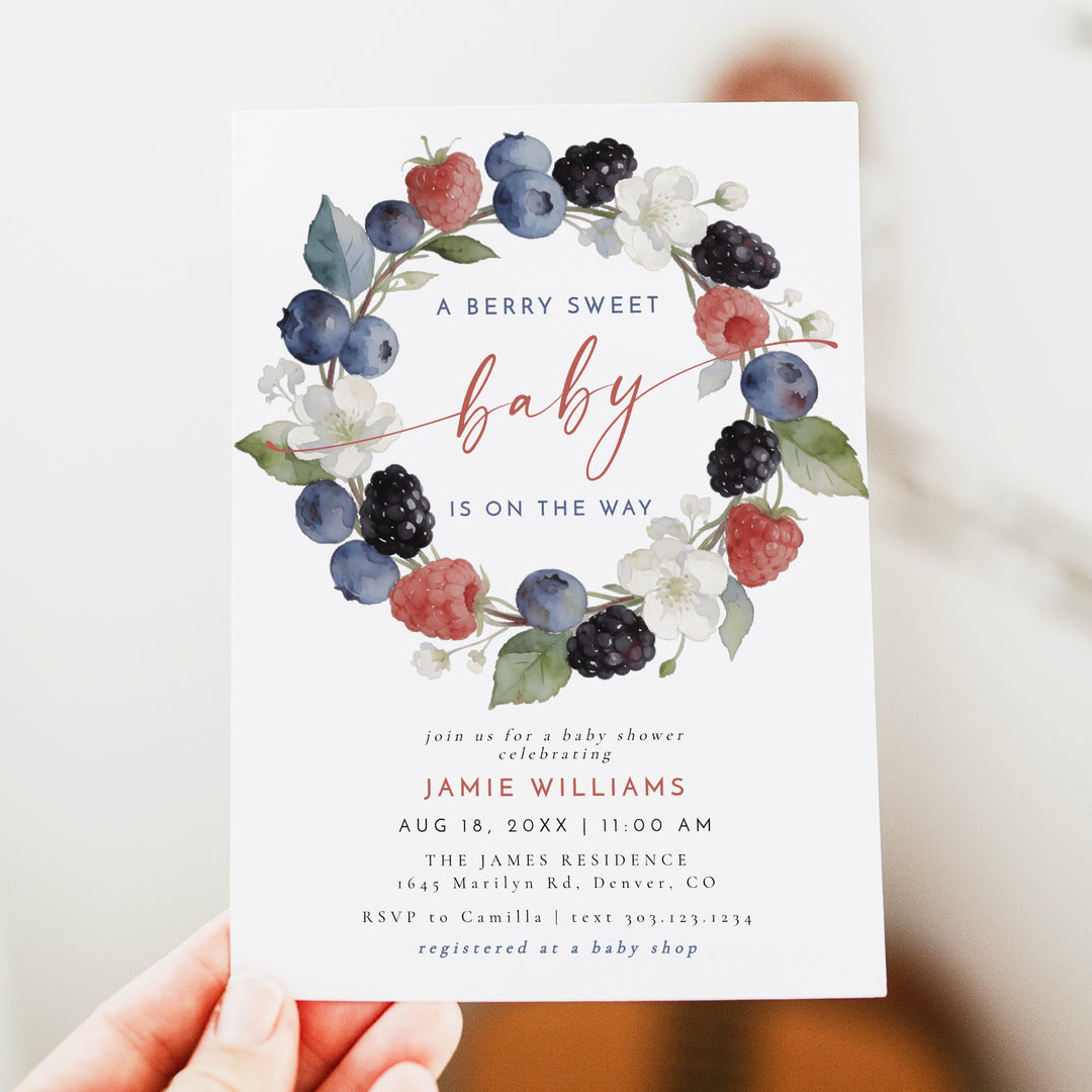 HUCKLEBERRY A Berry Sweet Baby On the Way Summer Baby Shower Invitation