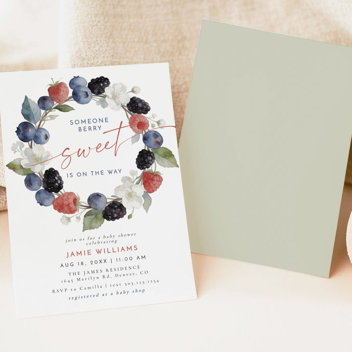 HUCKLEBERRY Someone Berry Sweet On the Way Summer Baby Shower Invitation