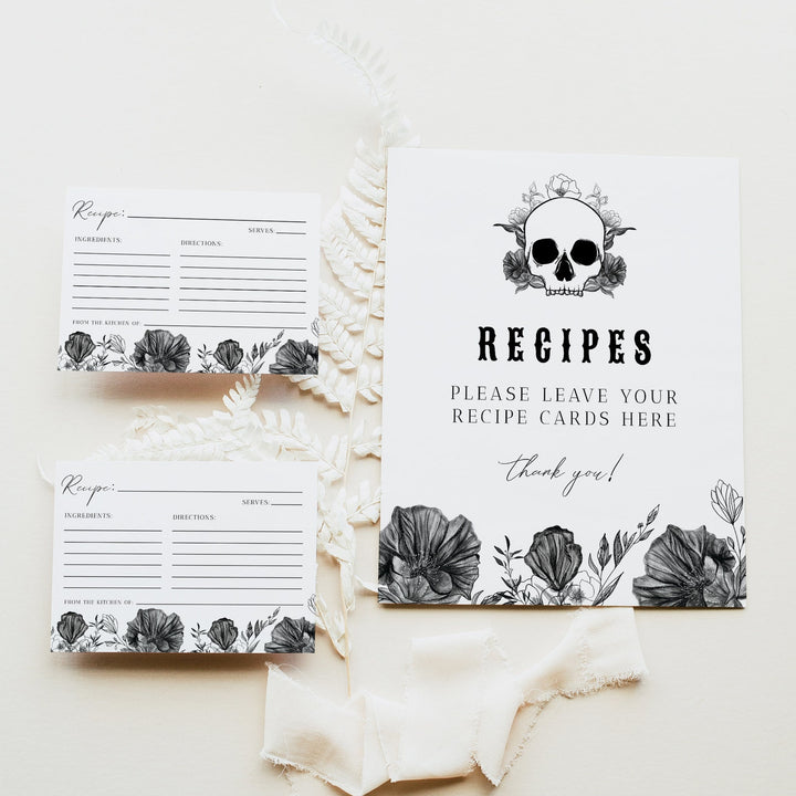 NOVA Skull Bridal Shower Recipe Card & Sign Set