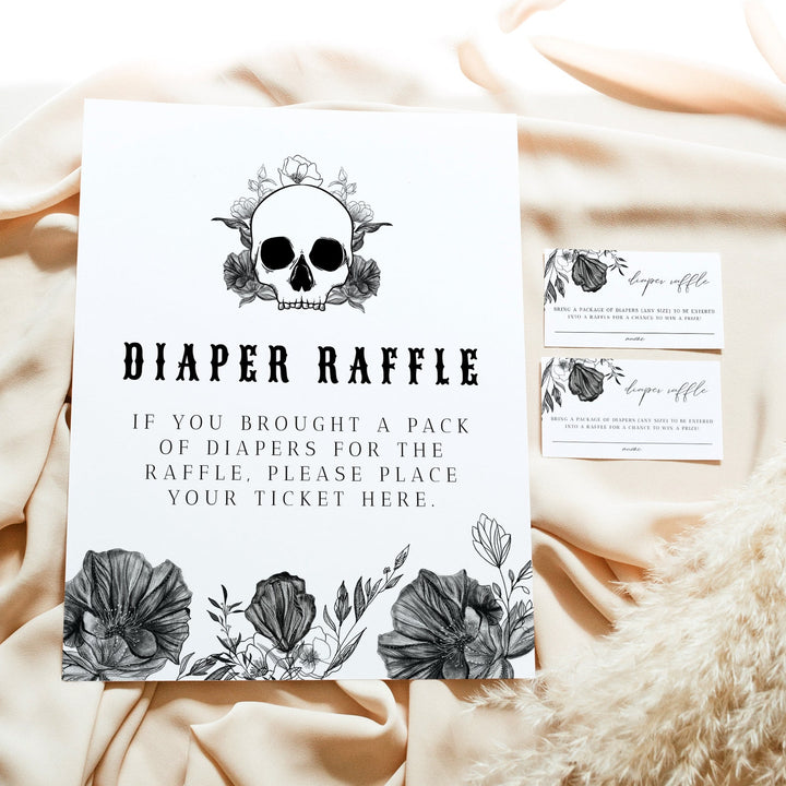 NOVA Skull Diaper Raffle Sign and Card Set