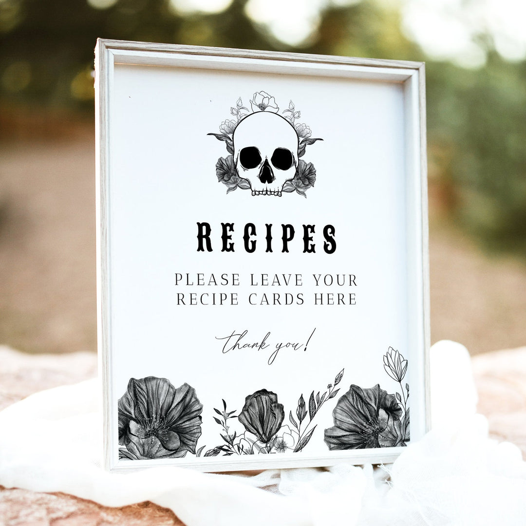 NOVA Skull Bridal Shower Recipe Card & Sign Set