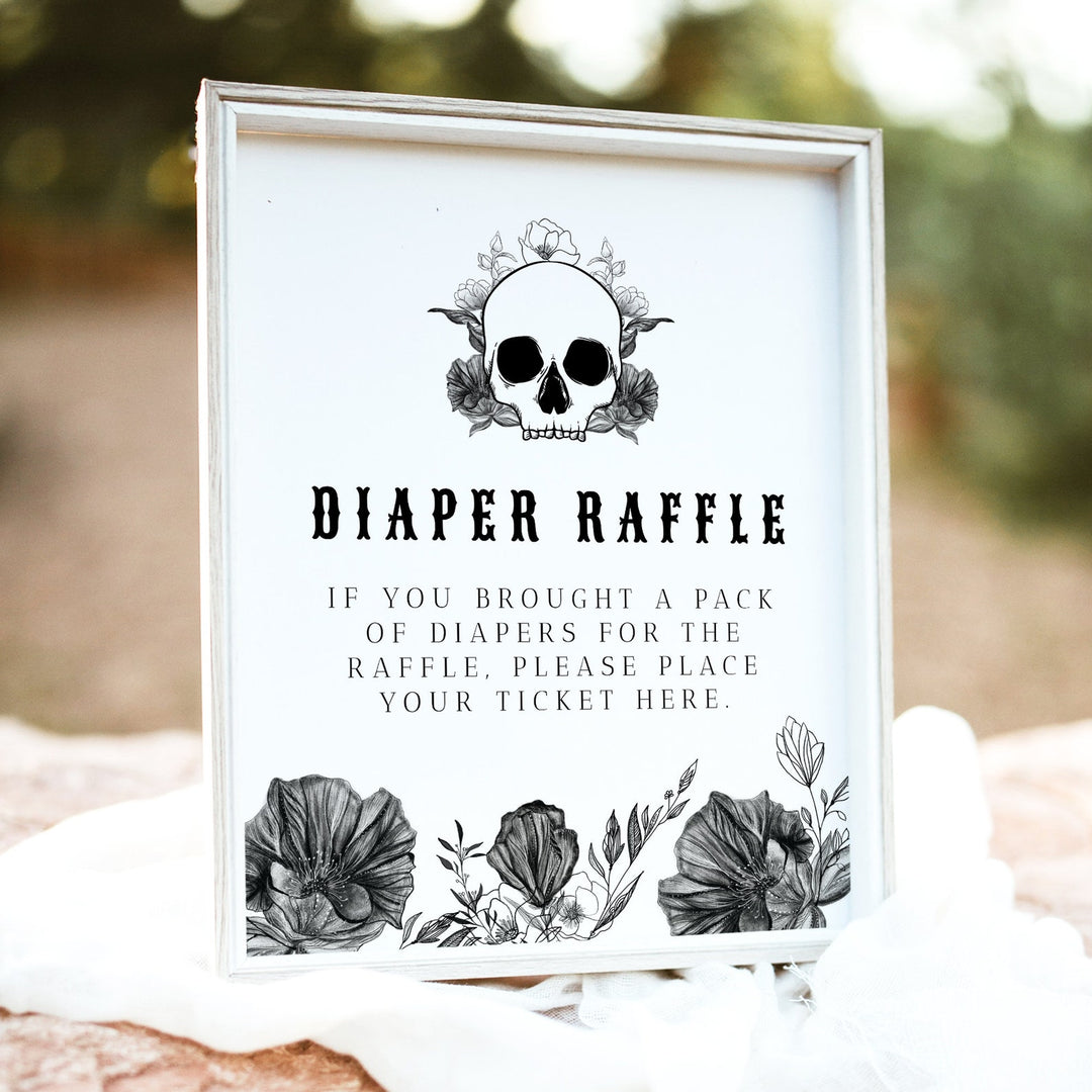 NOVA Skull Diaper Raffle Sign and Card Set