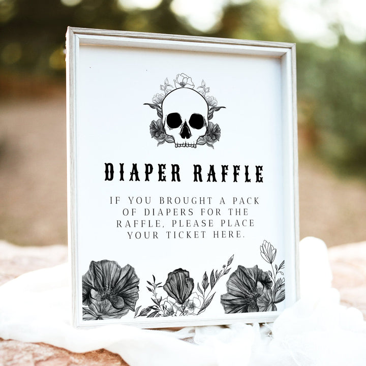 NOVA Skull Diaper Raffle Sign and Card Set