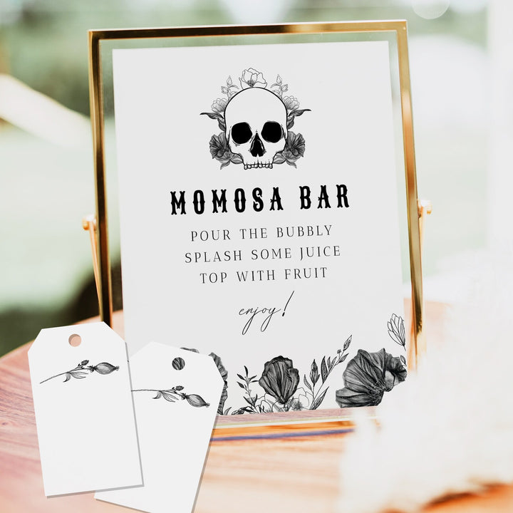 NOVA Skull Momosa Bar Sign and Tag Set