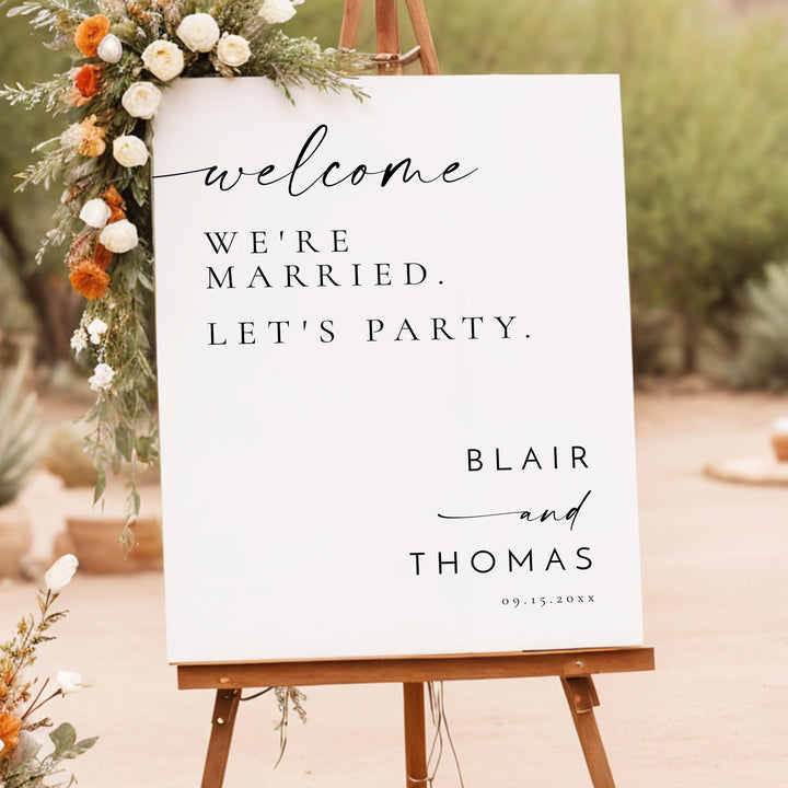 BLAIR We're Married Let's Party Wedding Welcome Sign