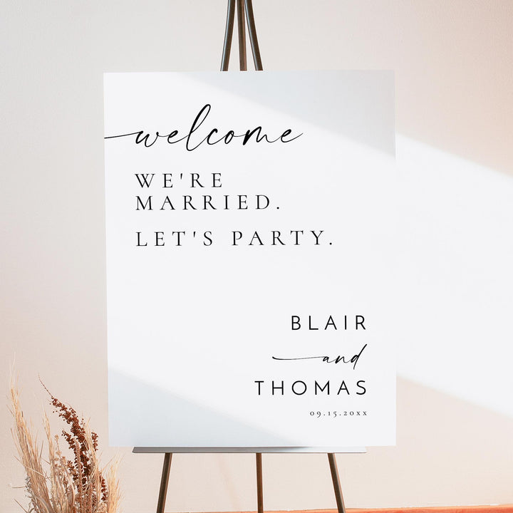 BLAIR We're Married Let's Party Wedding Welcome Sign