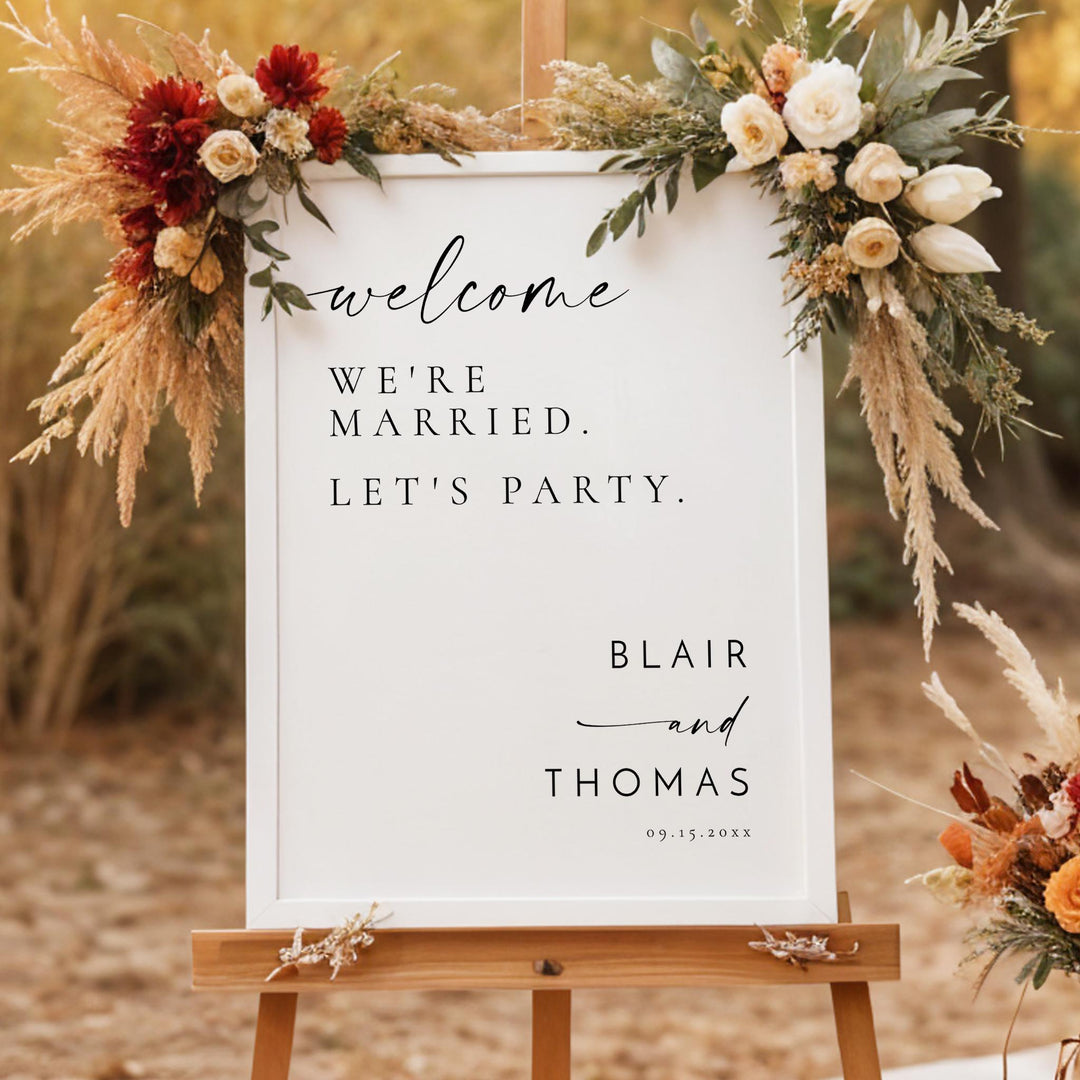 BLAIR We're Married Let's Party Wedding Welcome Sign