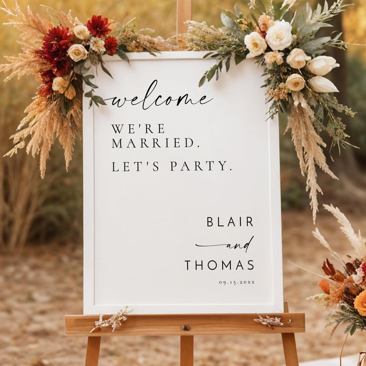 BLAIR We're Married Let's Party Wedding Welcome Sign