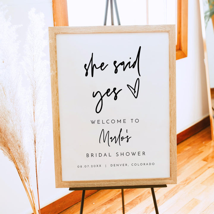 MARLO Modern She Said Yes Bridal Shower Welcome Sign